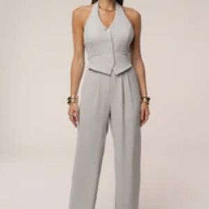 Women’s JLUXLABEL Gray Halter Vest and Wide Leg Set